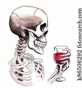 שלד, עם, יין