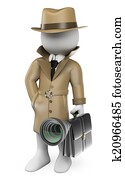 3D white people. Industrial espionage. Detective 3D white people. Industrial espionage. Detective