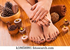brown manicure and pedicure on the bamboo brown manicure and pedicure on the bamboo