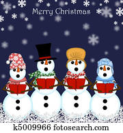 Christmas Snowman Carolers Singing Christmas Snowman Carolers Singing