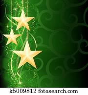 Festive dark green Christmas background with golden stars, snow flakes and grunge elements. Festive dark green Christmas background with golden stars, snow flakes and grunge elements.