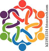 groep mensen, interlaced, hartjes, 6.