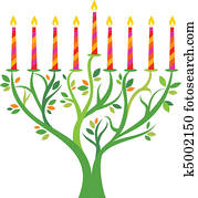 hanukkah, menorah, árvore