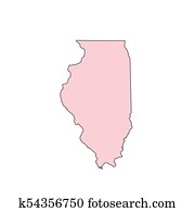 Illinois map isolated on white background silhouette. Illinois USA state Illinois map isolated on white background silhouette. Illinois USA state