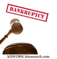 judges court gavel with bankruptcy text, on white judges court gavel with bankruptcy text, on white