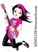 Rock star girl playing guitar Rock star girl playing guitar