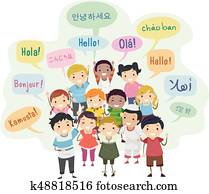 Stickman Kids Speech Bubble Languages Illustration Stickman Kids Speech Bubble Languages Illustration
