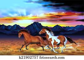 Wild Horses Run Illustration Wild Horses Run Illustration