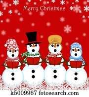 חג המולד, איש שלג, זמרים, לשיר, אדום