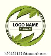cannabis, folha verde, logo.