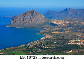Gulf of Bonagia (mount Cofanor) view from Erice, Sicily