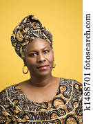 mulher, vestido, em, africano, costume.