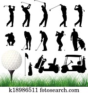 vetorial, golfer, silhuetas