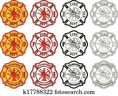 feuerwehrmann, kreuz, symbol feuerwehrmann, kreuz, symbol