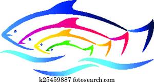 Fish on beach logo vector