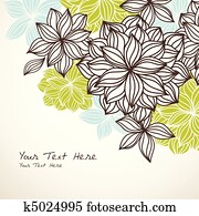 floral, fundo, canto, verde azul