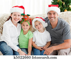 glad familie, med, julehatt