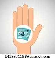 hand concept save money paid