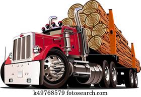karikatur, loggen lkw karikatur, loggen lkw