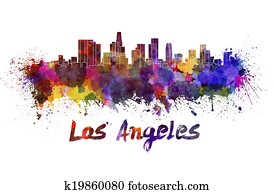 Los Angeles skyline in watercolor Los Angeles skyline in watercolor