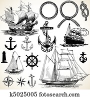 nautisch, symbol, satz nautisch, symbol, satz