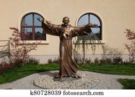 Saint Francis of Assisi statue in front of St. Leopold Mandic church in Zagreb, Croatia Saint Francis of Assisi statue in front of St. Leopold Mandic church in Zagreb, Croatia