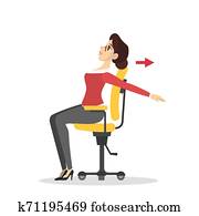 Woman doing exercise in office. Workout during the break Woman doing exercise in office. Workout during the break