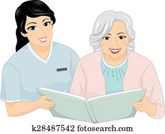 年長の 女性, 看護婦, 読まれた