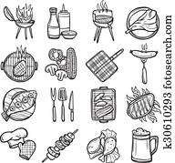 Bbq Grill Icons Set Bbq Grill Icons Set