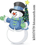 boneco neve, com, árvore natal