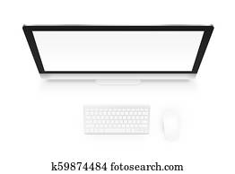 Computer mock up with keyboard and mouse from above isolated. Of Computer mock up with keyboard and mouse from above isolated. Of