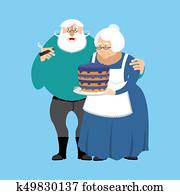 Grandmother and grandfather. Grandparents Day illustration. Mature couple Grandmother and grandfather. Grandparents Day illustration. Mature couple