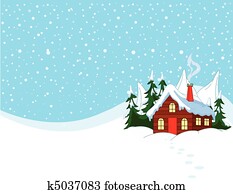 Little house in snowy hills Little house in snowy hills