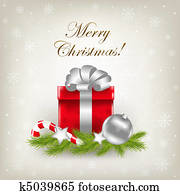Merry Christmas Illustration With Gift Merry Christmas Illustration With Gift