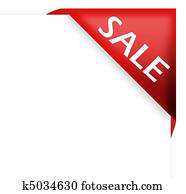 Red corner ribbon with sale sign Red corner ribbon with sale sign