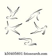Set of Pilates poses Set of Pilates poses