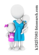 3d white people mother and children 3d white people mother and children