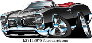 clássicas, americano, músculo, car, caricatura