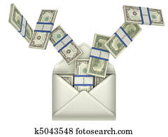 Earnings and money transfer - dollars in envelope