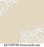 Beautiful black-and-white lace flower in the corner. With space for