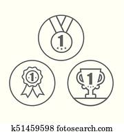 Medal, Trophy, and Ribbon Award Icon Set Medal, Trophy, and Ribbon Award Icon Set