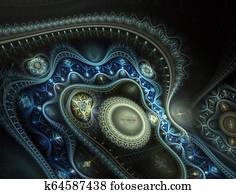 Time travel machine. Surreal steampunk technology Time travel machine. Surreal steampunk technology