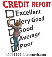 Woman builds up credit report score rating