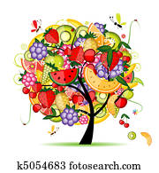 energia, árvore fruta, para, seu, desenho