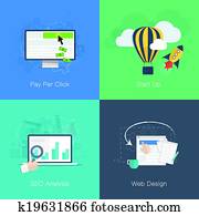 Flat web development business conce Flat web development business conce