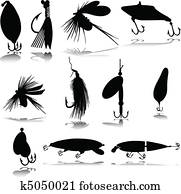 hook for fishing vector silhouettes