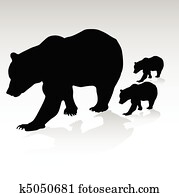 Mama Bear With Their Young Vector Mama Bear With Their Young Vector