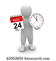 Man holding clock and calendar. 3d rendered illustration. Man holding clock and calendar. 3d rendered illustration.
