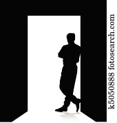 man leaning on the door man leaning on the door