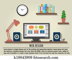 Modern office interior with designer desktop